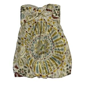 Nicole Miller Collection Size 4 Strapless Silk Bohemain Top Lurex Gold Metallic